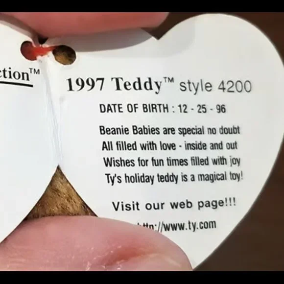 Ty Beanie Baby 1997 Holiday Teddy Bear (1996) - Style# 4200 - ERRORS! - Picture 3 of 5